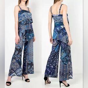 Desigual | Candice Patchwork Jumpsuit | Tiered Wide Leg Flare | S